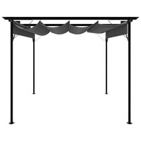 Pergola met uittrekbaar dak 180 g/m&sup2; 3x3 m staal antracietkleur