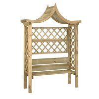 Pergola met dak en bank ge&iuml;mpregneerd grenenhout