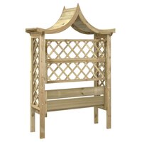 Pergola met dak en bank ge&iuml;mpregneerd grenenhout