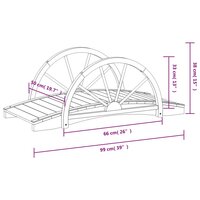 Tuinbrug met half wiel 99x50x38 cm massief vurenhout