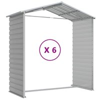Tuinschuur 191x555x198 cm gegalvaniseerd staal lichtgrijs