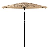 Parasol met LED&#039;s en stalen paal 268x268x226 cm bruin