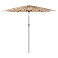 Parasol met LED&#039;s en stalen paal 268x268x226 cm bruin
