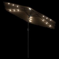 Parasol met LED&#039;s en stalen paal 268x268x226 cm bruin