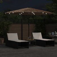 Parasol met LED&#039;s en stalen paal 324x324x247 cm bruin