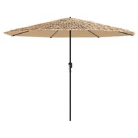 Parasol met LED&#039;s en stalen paal 324x324x247 cm bruin