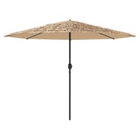 Parasol met LED&#039;s en stalen paal 324x324x247 cm bruin