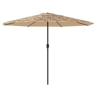 Parasol met LED&#039;s en stalen paal 324x324x247 cm bruin