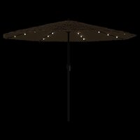 Parasol met LED&#039;s en stalen paal 324x324x247 cm bruin
