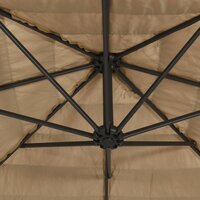 Parasol met LED&#039;s en stalen paal 324x324x247 cm bruin