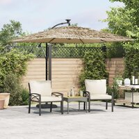 Parasol met LED&#039;s en stalen paal 269x269x235 cm bruin