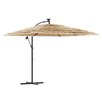 Parasol met LED&#039;s en stalen paal 269x269x235 cm bruin