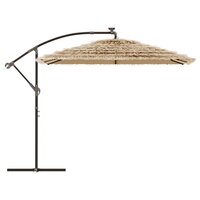 Parasol met LED&#039;s en stalen paal 269x269x235 cm bruin
