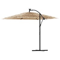 Parasol met LED&#039;s en stalen paal 269x269x235 cm bruin