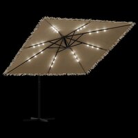 Parasol met LED&#039;s en stalen paal 269x269x235 cm bruin