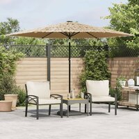 Parasol met LED&#039;s en stalen paal 288x288x225 cm bruin