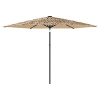 Parasol met LED&#039;s en stalen paal 288x288x225 cm bruin