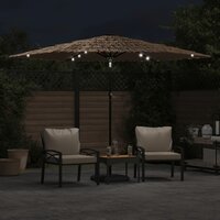 Parasol met LED&#039;s en stalen paal 288x288x225 cm bruin