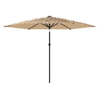 Parasol met LED&#039;s en stalen paal 288x288x225 cm bruin