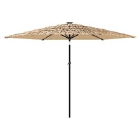 Parasol met LED&#039;s en stalen paal 288x288x225 cm bruin
