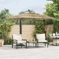 Parasol met LED&#039;s en stalen paal 246x246x230 cm bruin