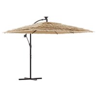 Parasol met LED&#039;s en stalen paal 246x246x230 cm bruin