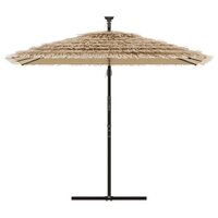 Parasol met LED&#039;s en stalen paal 246x246x230 cm bruin