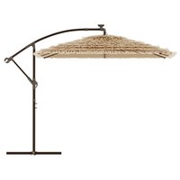 Parasol met LED&#039;s en stalen paal 246x246x230 cm bruin