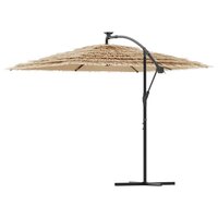 Parasol met LED&#039;s en stalen paal 246x246x230 cm bruin