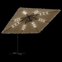 Parasol met LED&#039;s en stalen paal 246x246x230 cm bruin