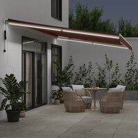 Luifel automatisch uittrekbaar met LED 600x300 cm bruin
