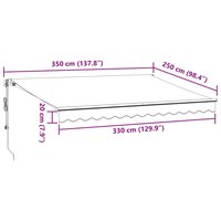 Luifel automatisch uittrekbaar met LED 350x250 cm bordeauxrood