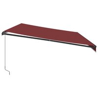 Luifel handmatig uittrekbaar met LED&#039;s 600x350 cm bordeauxrood