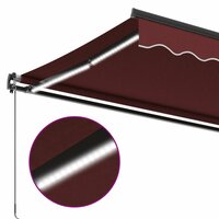 Luifel handmatig uittrekbaar met LED&#039;s 600x350 cm bordeauxrood