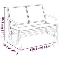 Schuifbank tuin 120,5x76x86,5 cm textielfolie en staal bruin