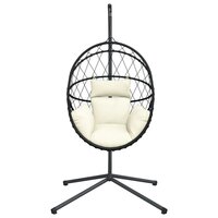 Hangstoel met standaard rattan en staal beige