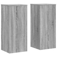 Plantenstandaards 2 st 30x30x70 cm bewerkt hout grijs sonoma