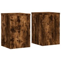 Plantenstandaards 2 st 20x20x30 cm bewerkt hout gerookt eiken