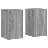 Plantenstandaards 2 st 30x30x50 cm bewerkt hout grijs sonoma