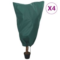 Vlieshoezen voor planten met trekkoord 4 st 70 g/m&sup2; 0,8x0,8 m