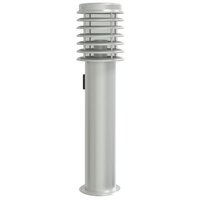 Buitenvloerlamp met stopcontact 60 cm roestvrijstaal zilver