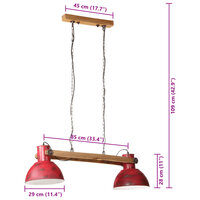 Hanglamp 25 W E27 85x28x109 cm verweerd rood