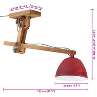 Plafondlamp 25 W E27 105x30x65-108 cm verweerd rood