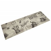Keukenmat wasbaar koffieprint 60x180 cm fluweel grijs
