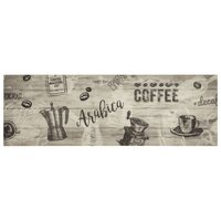 Keukenmat wasbaar koffieprint 60x180 cm fluweel grijs