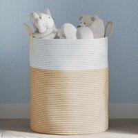 Opbergmand &Oslash; 38x46 cm katoen beige en wit