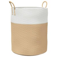 Opbergmand &Oslash; 38x46 cm katoen beige en wit