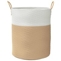 Opbergmand &Oslash; 38x46 cm katoen beige en wit