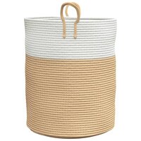 Opbergmand &Oslash; 38x46 cm katoen beige en wit