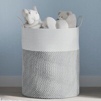 Opbergmand &Oslash; 38x46 cm katoen grijs en wit